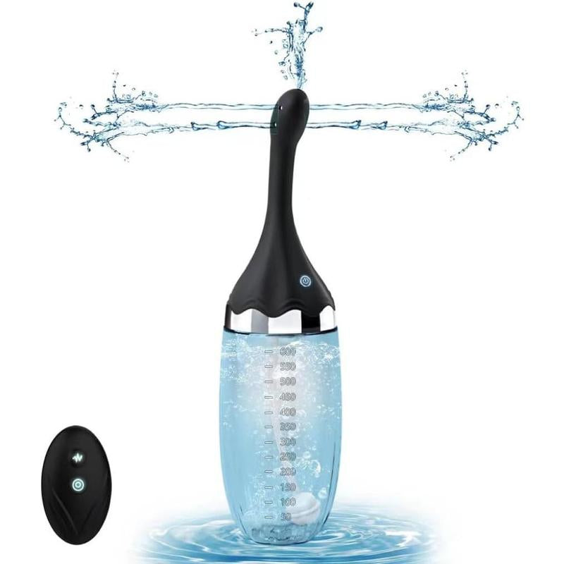 Anal Douche Automatic Enema Bulb 20Oz Electric Enemas for Colon Cleanse for Women with 3 Speeds 5 Spouts, Silicone Douches for Men Anal Cleaner, Remote Control Enema Kit Anti-Backflow Bottle