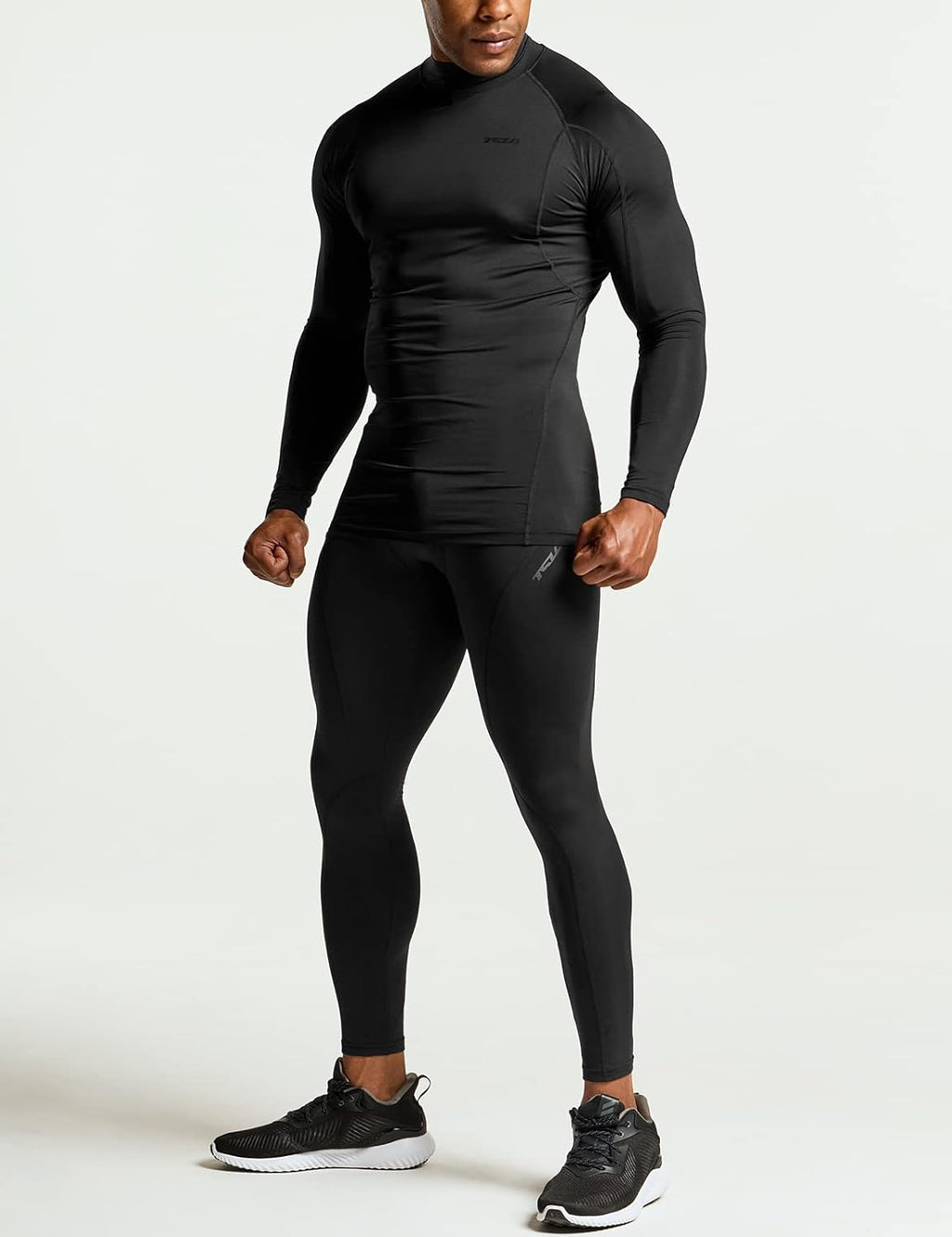 TSLA Men'S UPF 50+ Mock Long Sleeve Compression Shirts, Athletic Workout Shirt, Base Layer for Water Sports