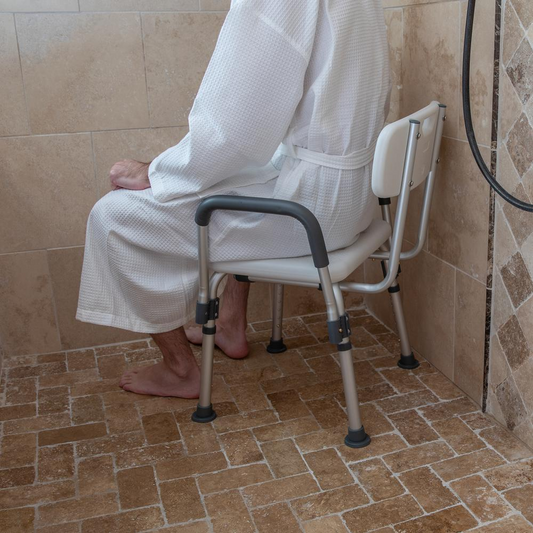 HERCULES Series 300 Lb. Capacity, Adjustable Gray Bath & Shower Chair with Depth Adjustable Back
