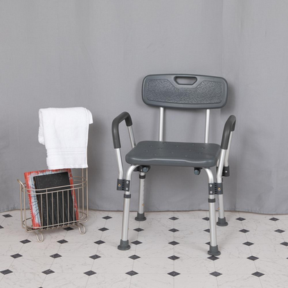 HERCULES Series 300 Lb. Capacity, Adjustable Gray Bath & Shower Chair with Depth Adjustable Back