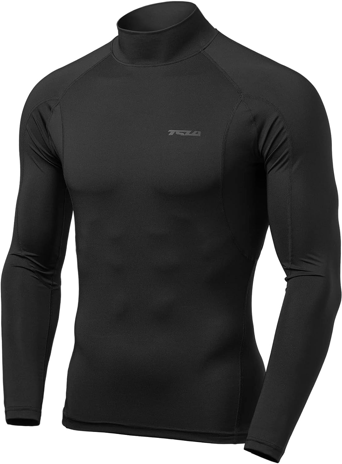 TSLA Men'S UPF 50+ Mock Long Sleeve Compression Shirts, Athletic Workout Shirt, Base Layer for Water Sports