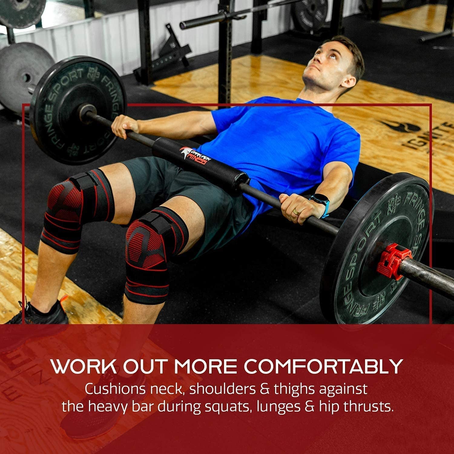 Dark Iron Fitness Barbell Pad - Extra Thick Padding for Weight Training, Squatting, Hip Thrusts Exercise Bar Protection & Support