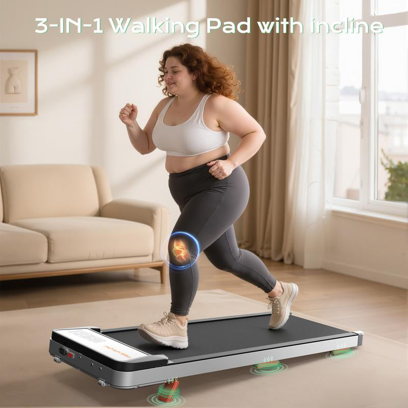 JC Walking Pad, 2.5HP Portable Treadmill with Incline under Desk Treadmill, Dealsforyoudays for Home Office with 265 Lbs Capacity,Remote Control, Led Display