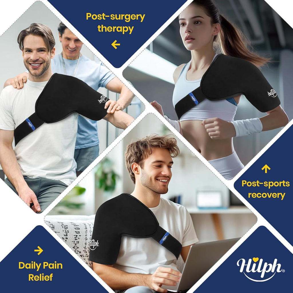 Ultimate Shoulder Ice Pack Wrap - Double-Layer Gel Cold Therapy with Compression for Rotator Cuff Relief - Easy Wear & Flexible Fit for Men & Women - Medium Size