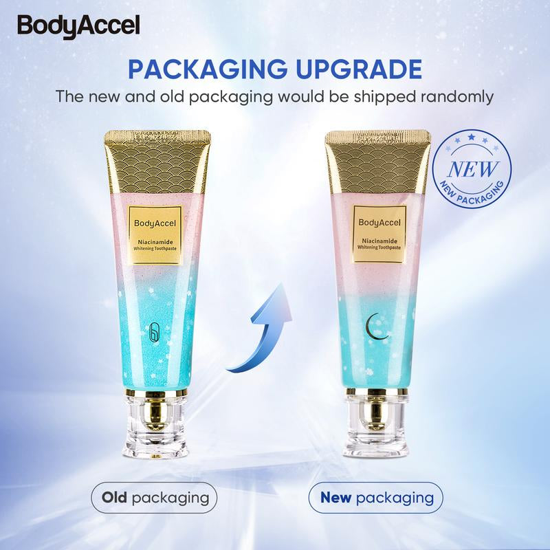 【N】Bodyaccel Niacinamide Whitening Toothpaste ,Cleaning Your Teeth and Making You Shine,For Adults,Flouride Free.