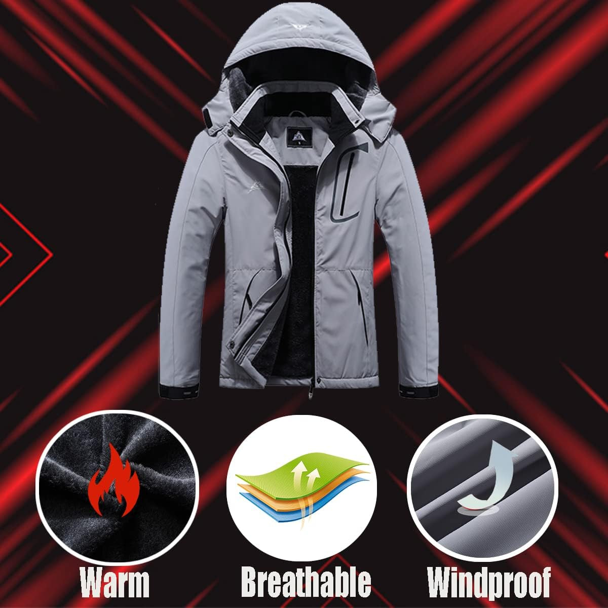 MOERDENG Women'S Waterproof Ski Jacket Warm Winter Coat Outdoor Windbreaker Hiking Snowboarding Jacket