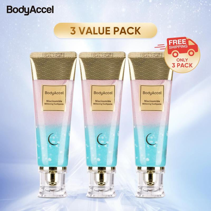 Bodyaccel Niacinamide Whitening Toothpaste - Peach Mint Flavor | Vegan, Fluoride-Free, Antiplaque & Fresh Breath | Oral Hygiene Essentials for Sensitive Teeth- JZ