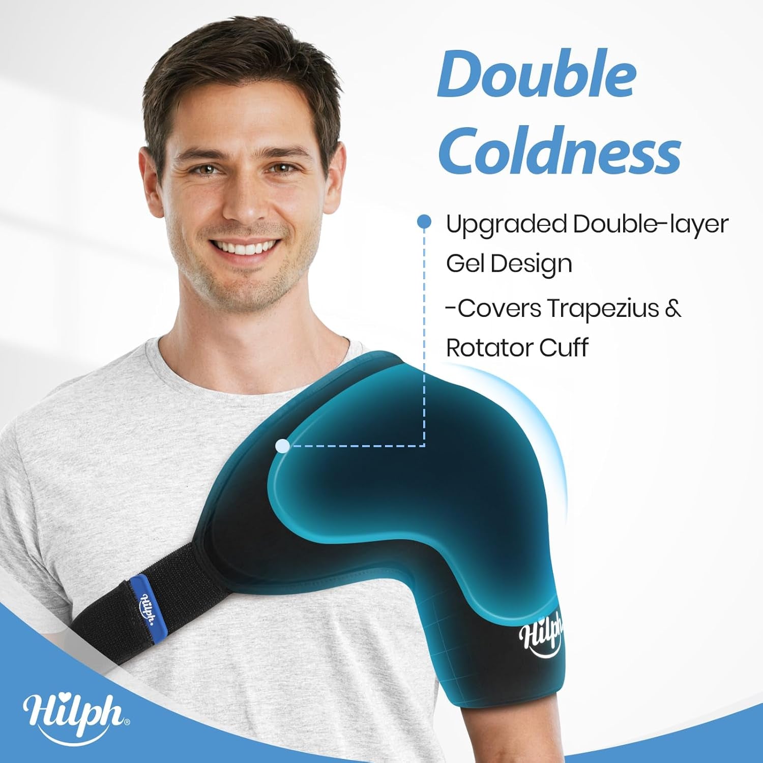 Ultimate Shoulder Ice Pack Wrap - Double-Layer Gel Cold Therapy with Compression for Rotator Cuff Relief - Easy Wear & Flexible Fit for Men & Women - Medium Size