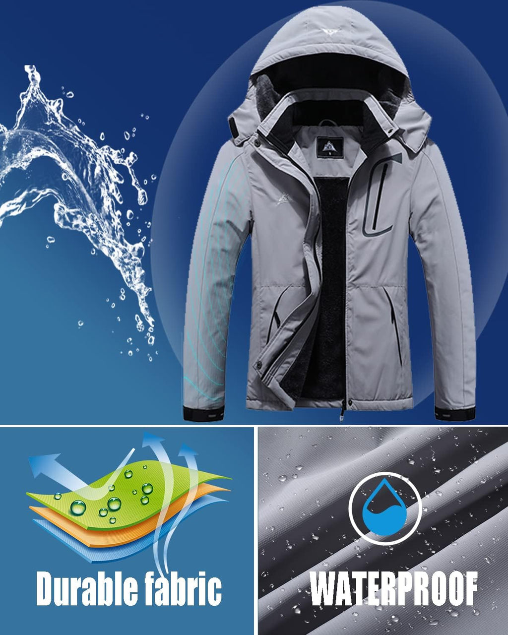 MOERDENG Women'S Waterproof Ski Jacket Warm Winter Coat Outdoor Windbreaker Hiking Snowboarding Jacket