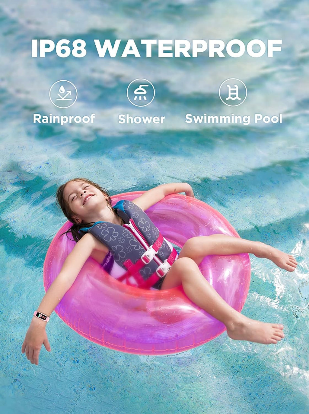 BIGGERFIVE Vigor Kids Fitness Tracker for Girls & Boys Ages 5-15, Kids Watch with IP68 Waterproof, Pedometer, Activity Tracker with Heart Rate & Sleep Monitor, Calorie & Step Counter Watch