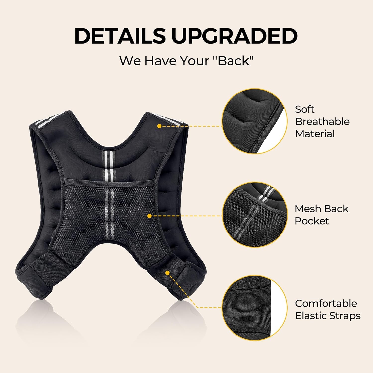 PACEARTH Weighted Vest,4Lb/6Lb/10Lb/12Lb/16Lb/20Lb/25Lb/30Lb Weight Vest with Reflective Stripe, Body Weight Vests Adjustable for Men, Women Workout, Strength Training, Running, Walking, Jogging