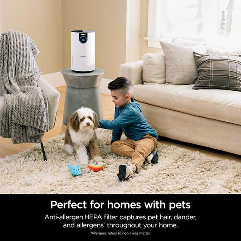Shark HP102 Air Purifier with True HEPA Filter, 100M³ Capacity, Digital Display, Compact Design, Pure Air Microforce Technology, Clean Sense IQ, Allergen Relief