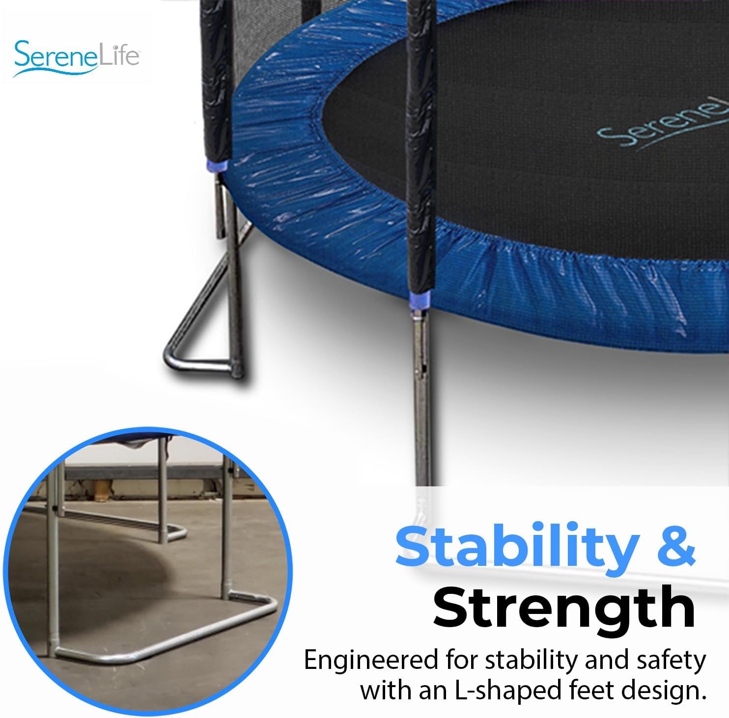 Serenelife 8FT 10FT 12FT 14FT Outdoor Trampoline for Kids and Adults – ASTM Certified Heavy-Duty Backyard Trampoline with Safety Poles, Net Enclosure, and Stable Anti-Rust Frame