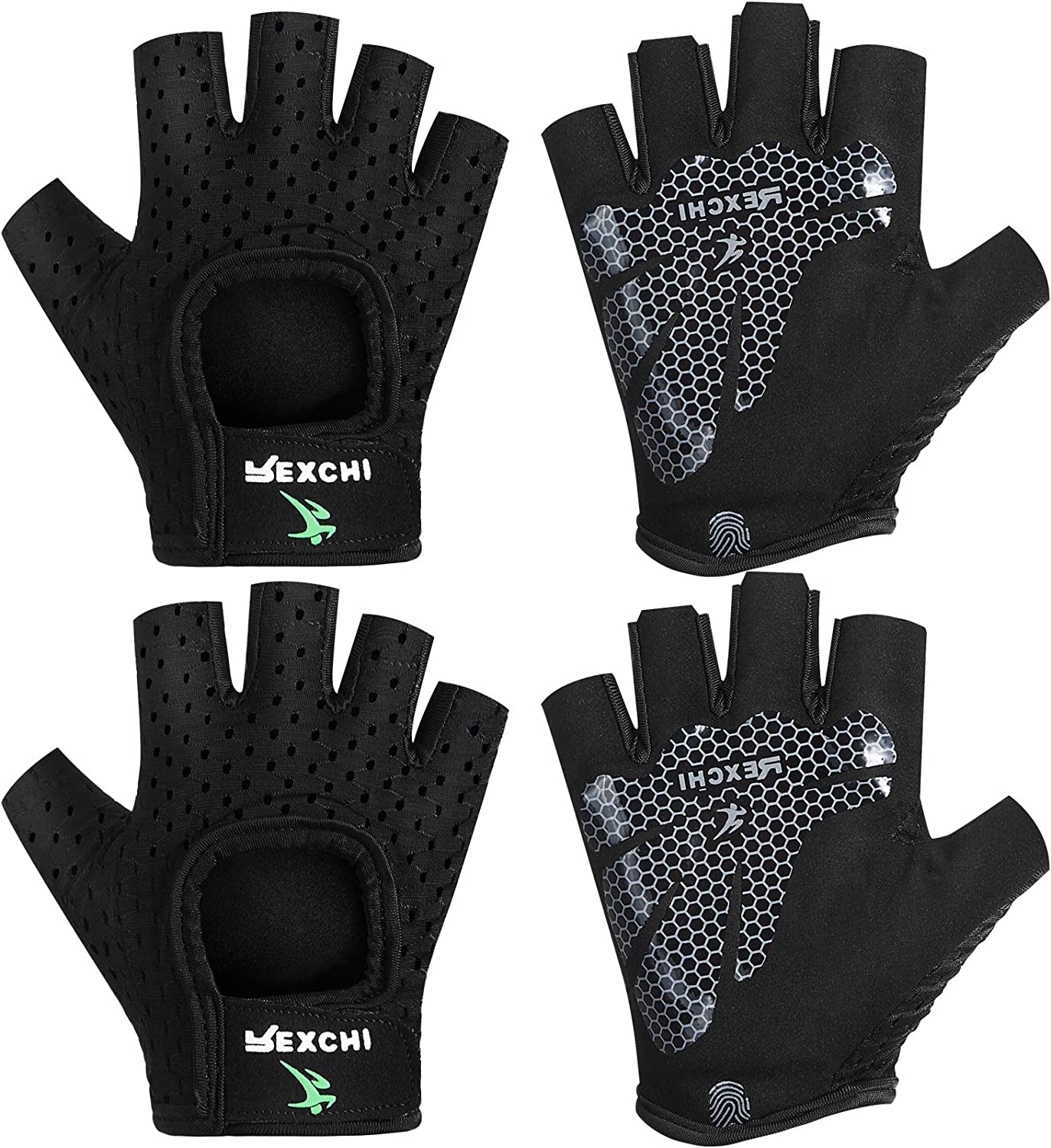Geyoga 2 Pairs Workout Gloves Adjustable Weight Lifting Gym Exercise Training Breathable Workout Gloves with Full Palm Protection for Men and Women Fitness, Biking, Pull Up, Cycling
