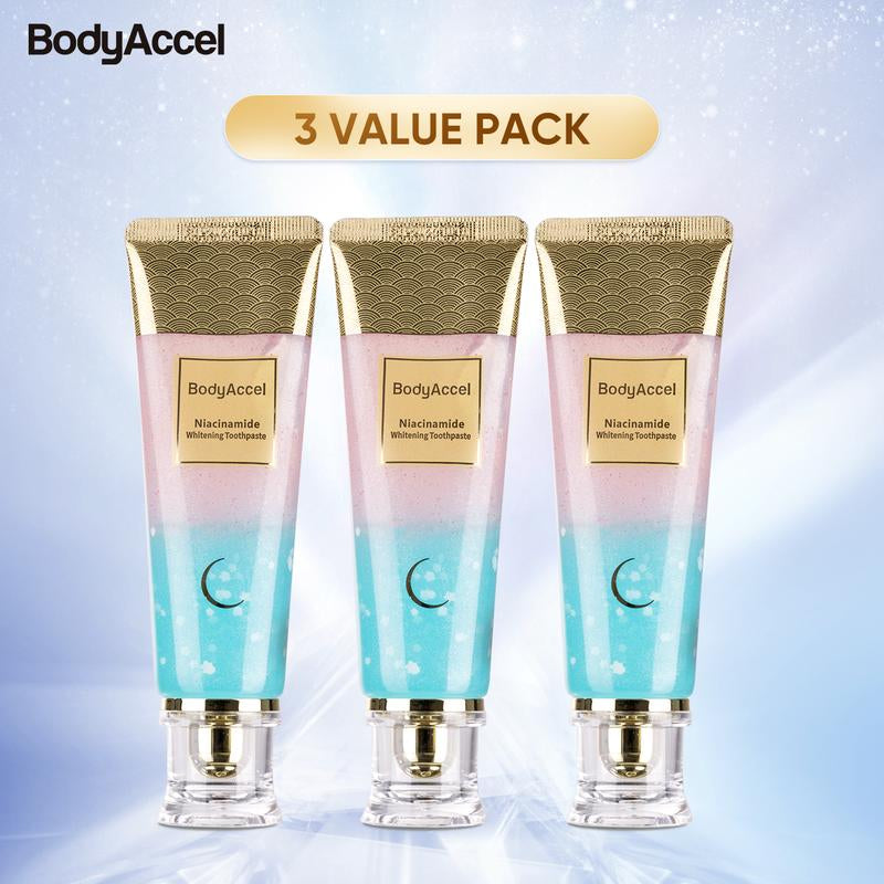 【N】Bodyaccel Niacinamide Whitening Toothpaste ,Cleaning Your Teeth and Making You Shine,For Adults,Flouride Free.