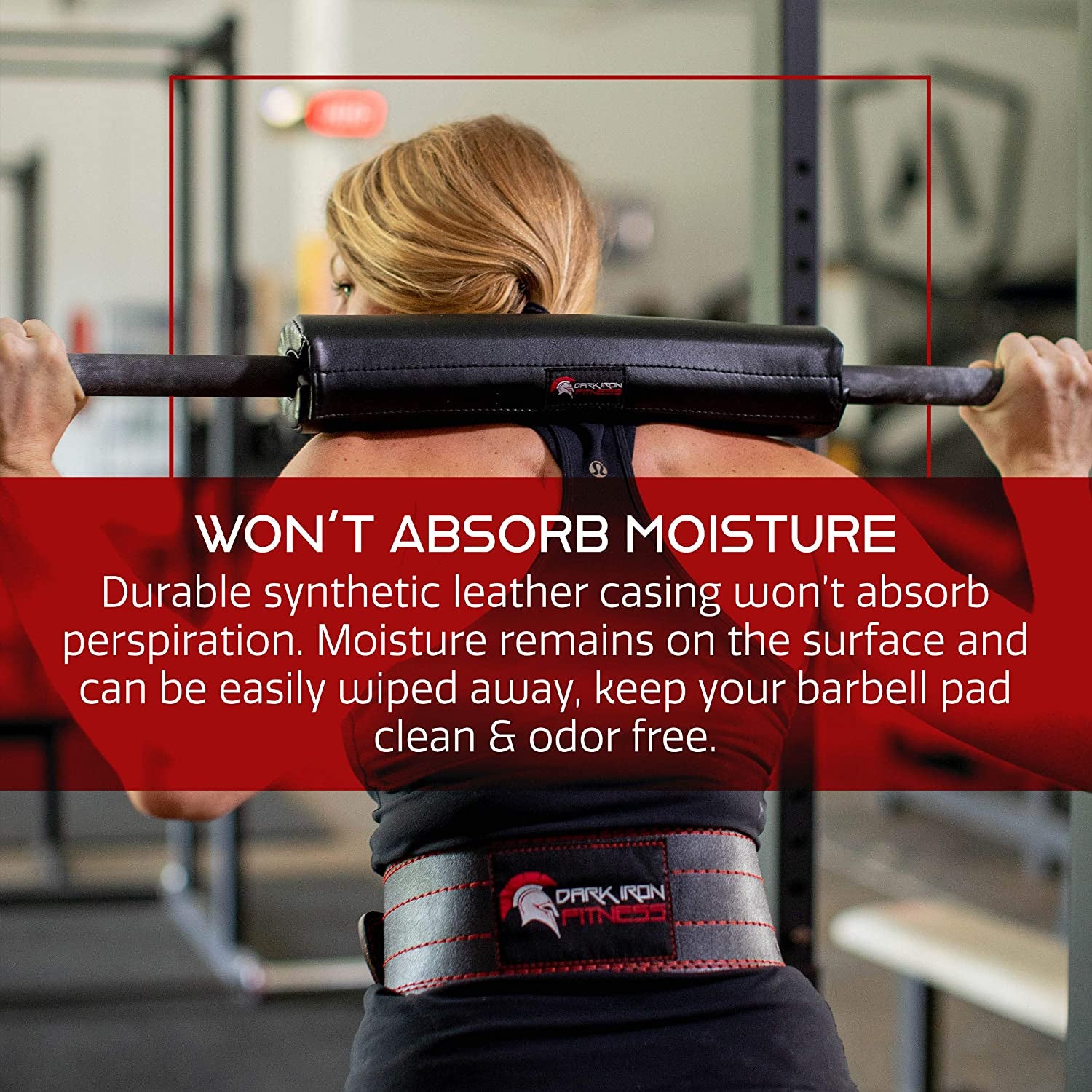 Dark Iron Fitness Barbell Pad - Extra Thick Padding for Weight Training, Squatting, Hip Thrusts Exercise Bar Protection & Support