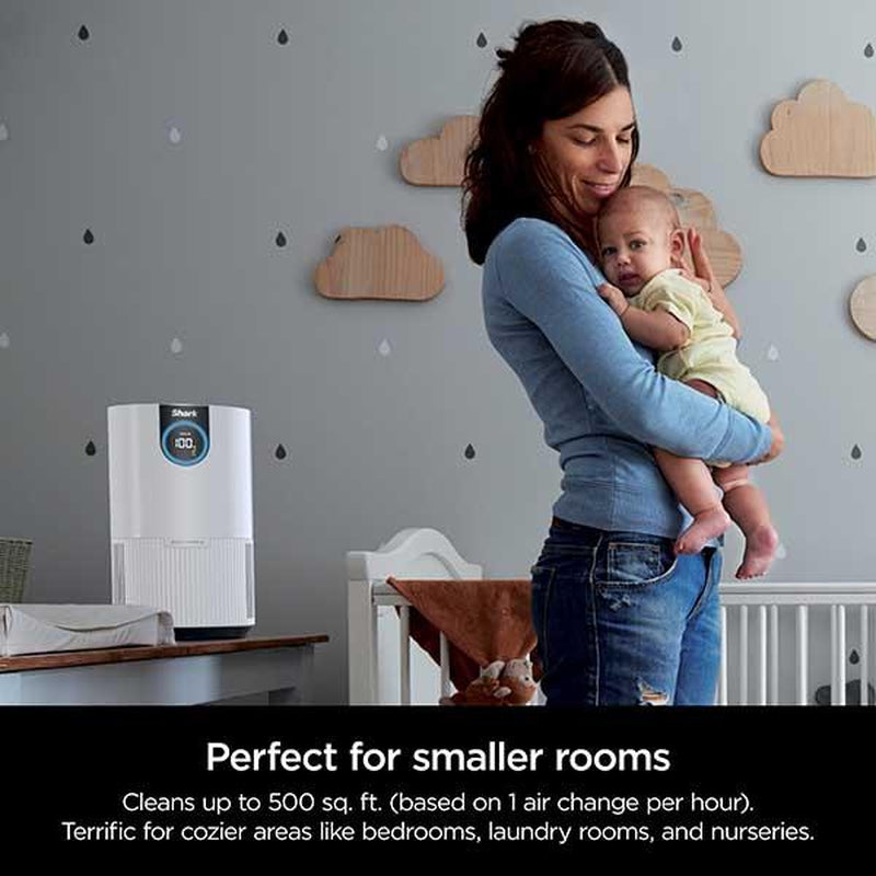 Shark HP102 Air Purifier with True HEPA Filter, 100M³ Capacity, Digital Display, Compact Design, Pure Air Microforce Technology, Clean Sense IQ, Allergen Relief