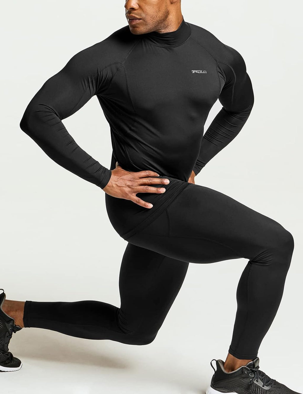 TSLA Men'S UPF 50+ Mock Long Sleeve Compression Shirts, Athletic Workout Shirt, Base Layer for Water Sports