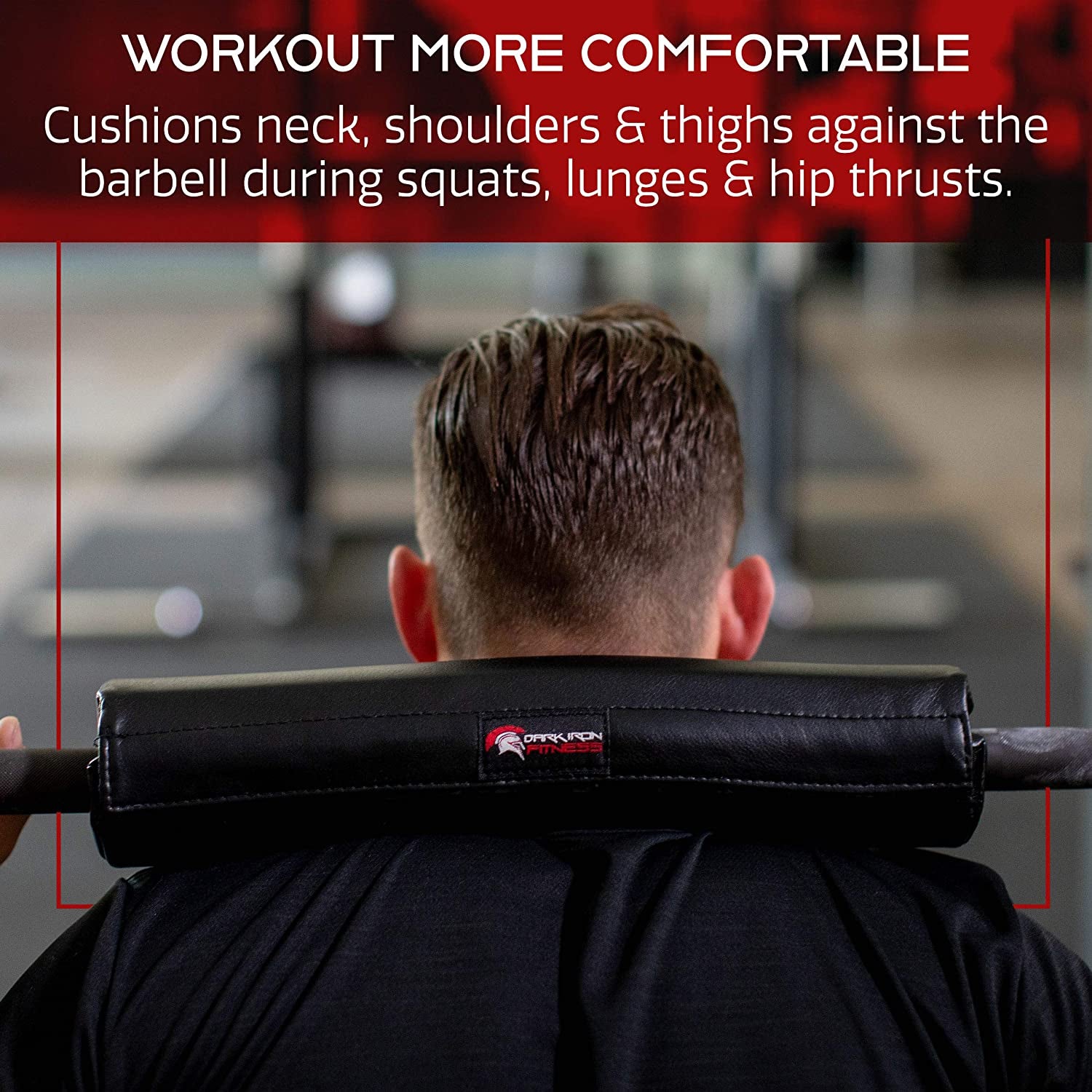 Dark Iron Fitness Barbell Pad - Extra Thick Padding for Weight Training, Squatting, Hip Thrusts Exercise Bar Protection & Support