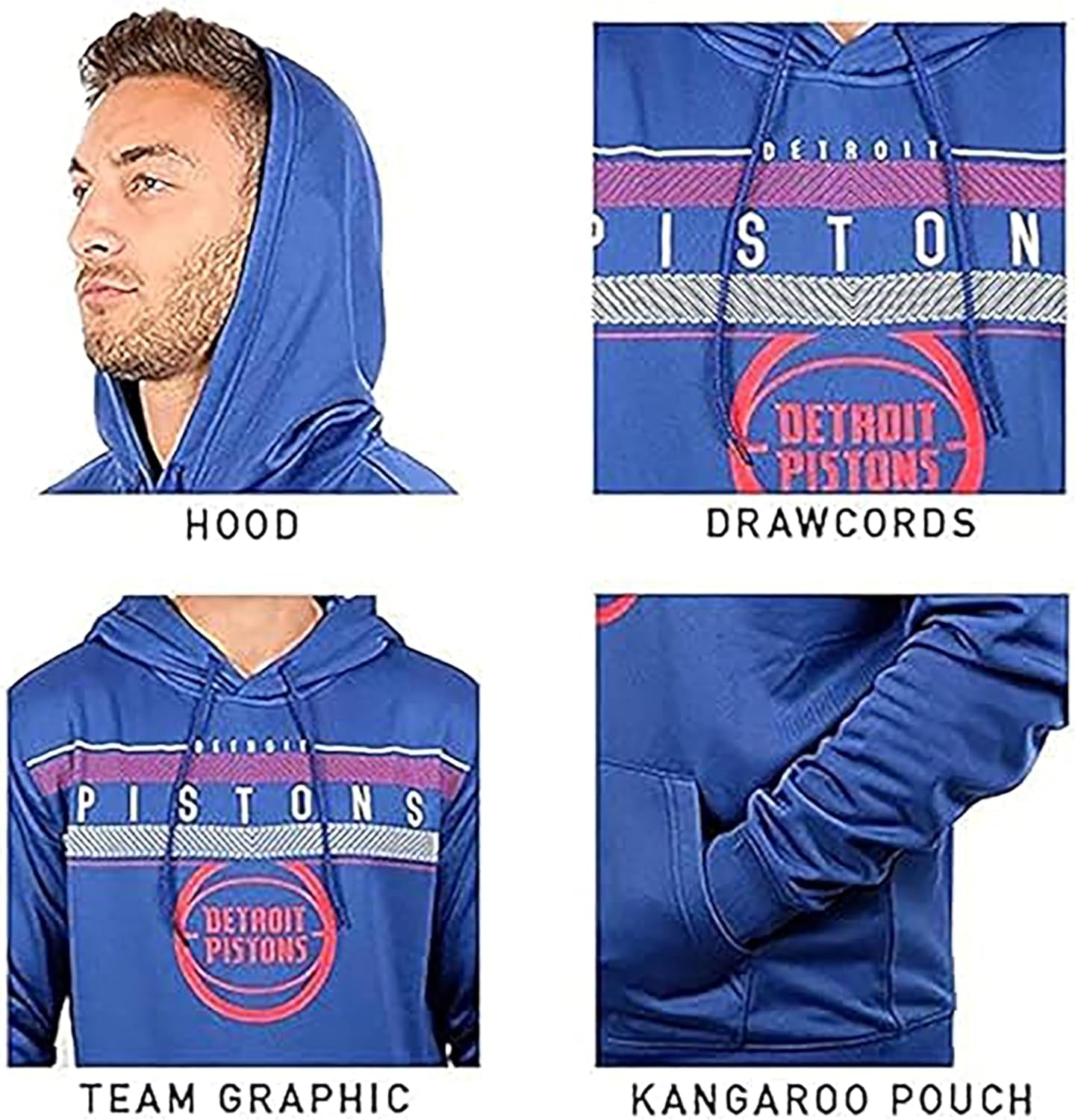 Ultra Game Men'S NBA Official Super Soft Midtown Hoodie Pullover Sweatshirt