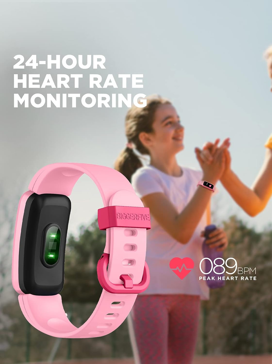 BIGGERFIVE Vigor Kids Fitness Tracker for Girls & Boys Ages 5-15, Kids Watch with IP68 Waterproof, Pedometer, Activity Tracker with Heart Rate & Sleep Monitor, Calorie & Step Counter Watch