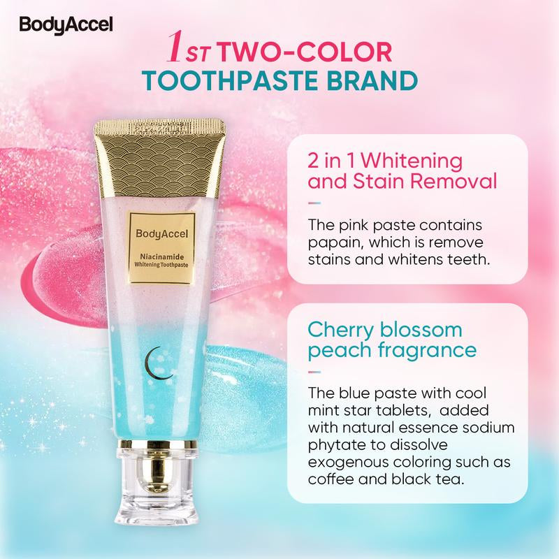 【N】Bodyaccel Niacinamide Whitening Toothpaste ,Cleaning Your Teeth and Making You Shine,For Adults,Flouride Free.