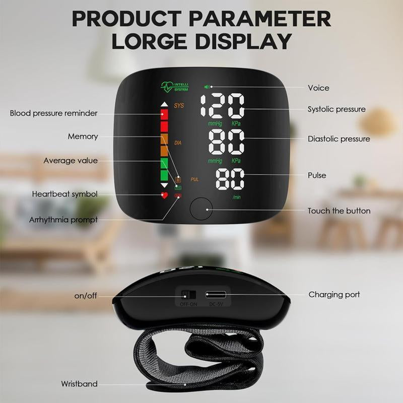 Wrist Blood Pressure Monitor Led Display,Touch Screen Wrist Blood Pressure Cuff 99X2 Reading Memory Wrist Bp Monitor with Carrying Case,Health Monitoring Adjustable.