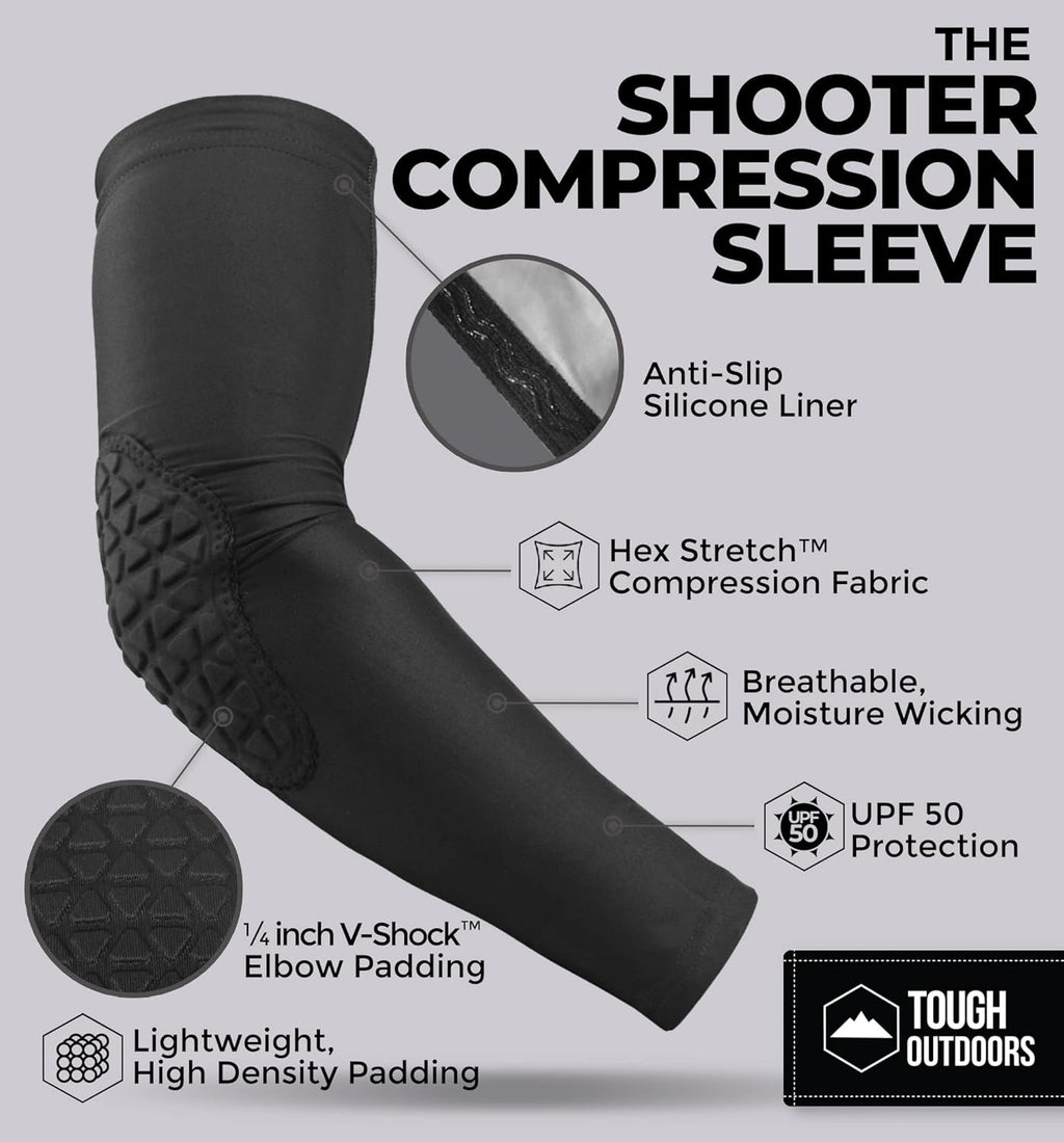 Tough Outdoors Padded Arm Sleeve - Padded Elbow Sleeve, Basketball Arm Sleeve - Volleyball Elbow Sleeve, Football Arm Pad