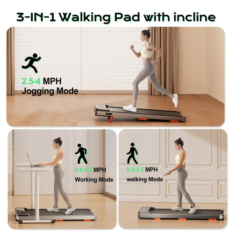 JC Walking Pad, 2.5HP Portable Treadmill with Incline under Desk Treadmill, Dealsforyoudays for Home Office with 265 Lbs Capacity,Remote Control, Led Display