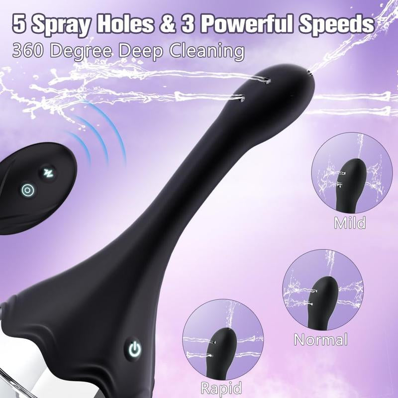 Anal Douche Automatic Enema Bulb 20Oz Electric Enemas for Colon Cleanse for Women with 3 Speeds 5 Spouts, Silicone Douches for Men Anal Cleaner, Remote Control Enema Kit Anti-Backflow Bottle