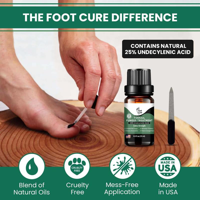 Foot Cure Extra Strength Toenail Fungus Treatment – 25% Undecylenic Acid Antifungal Nail Repair for Yellow, Thick & Ingrown Nails – Softens Damaged Nails on Fingers & Toes – 15Ml