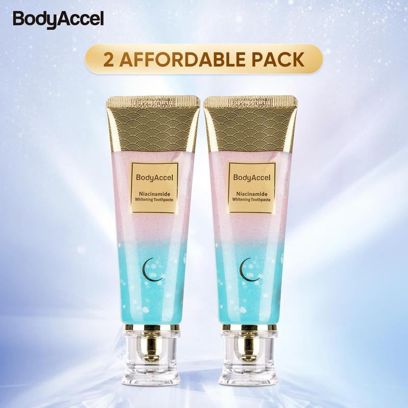 Bodyaccel Niacinamide Whitening Toothpaste - Peach Mint Flavor | Vegan, Fluoride-Free, Antiplaque & Fresh Breath | Oral Hygiene Essentials for Sensitive Teeth- JZ