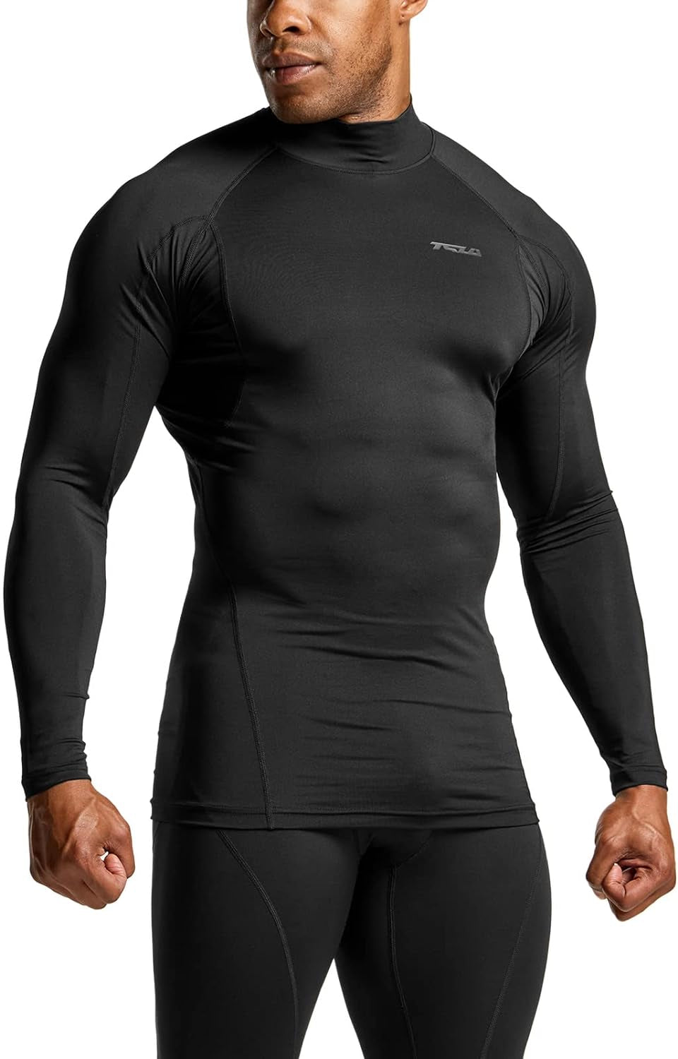 TSLA Men'S UPF 50+ Mock Long Sleeve Compression Shirts, Athletic Workout Shirt, Base Layer for Water Sports